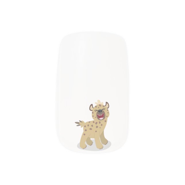 Cute funny hyena laughing cartoon illustration minx nail art (Left Thumb)