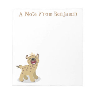 Cute funny hyena laughing cartoon illustration notepad