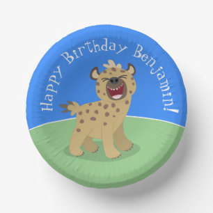 Cute funny hyena laughing cartoon illustration paper bowls