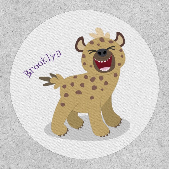 Cute funny hyena laughing cartoon illustration patch (Front)