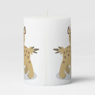 Cute funny hyena laughing cartoon illustration pillar candle