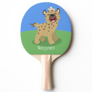 Cute funny hyena laughing cartoon illustration ping pong paddle