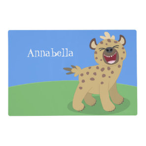 Cute funny hyena laughing cartoon illustration placemat