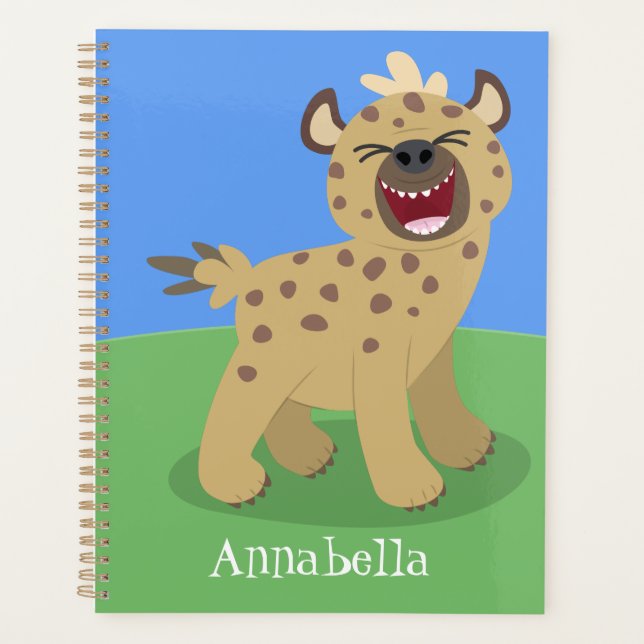 Cute funny hyena laughing cartoon illustration planner (Front)
