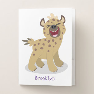 Cute funny hyena laughing cartoon illustration pocket folder