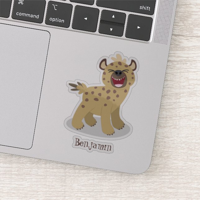 Cute funny hyena laughing cartoon illustration sticker (Detail)