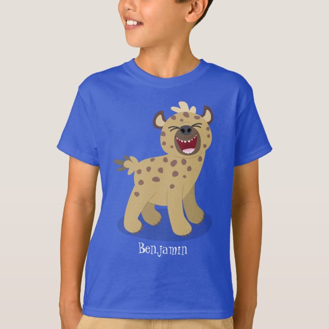 Cute funny hyena laughing cartoon illustration T-Shirt (Front)