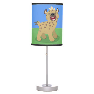 Cute funny hyena laughing cartoon illustration table lamp