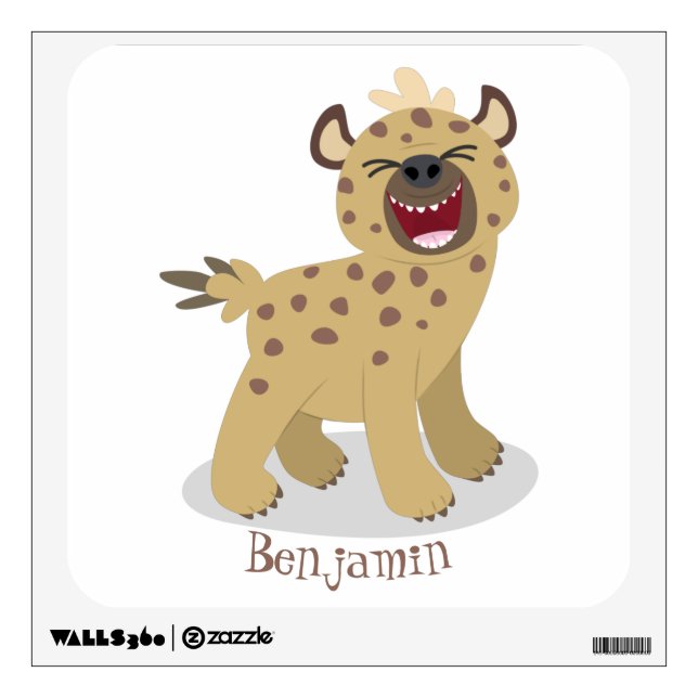 Cute funny hyena laughing cartoon illustration wall decal (Front)