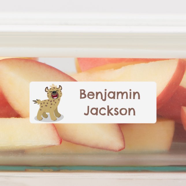 Cute funny hyena laughing cartoon personalized labels (Affixed)