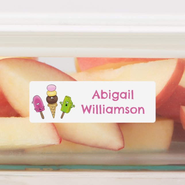 Cute funny ice cream popsicle cartoon personalized labels (Affixed)