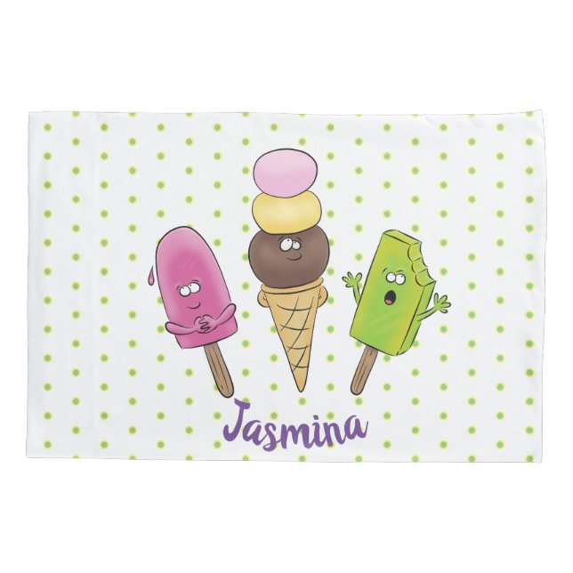 Cute funny ice cream popsicle cartoon pillow case (Back)