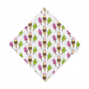 Cute funny ice cream popsicle cartoon trio bandana