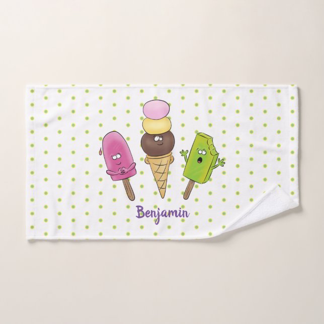 Cute funny ice cream popsicle cartoon trio bath towel set (Hand Towel)