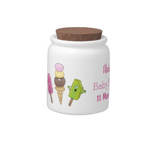 Cute funny ice cream popsicle cartoon trio candy jar