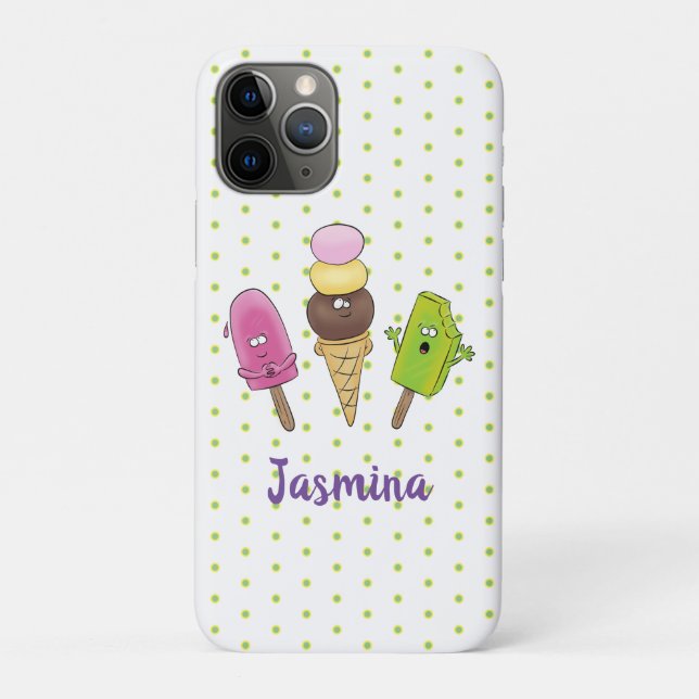 Cute funny ice cream popsicle cartoon trio Case-Mate iPhone case (Back)