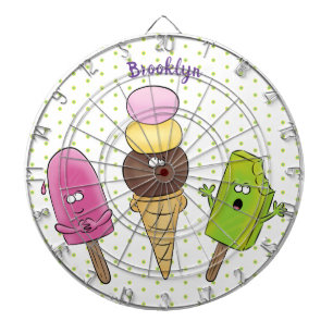 Cute funny ice cream popsicle cartoon trio dart board