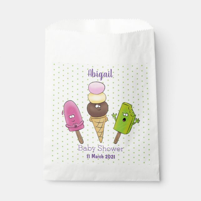 Cute funny ice cream popsicle cartoon trio favor bag (Front)