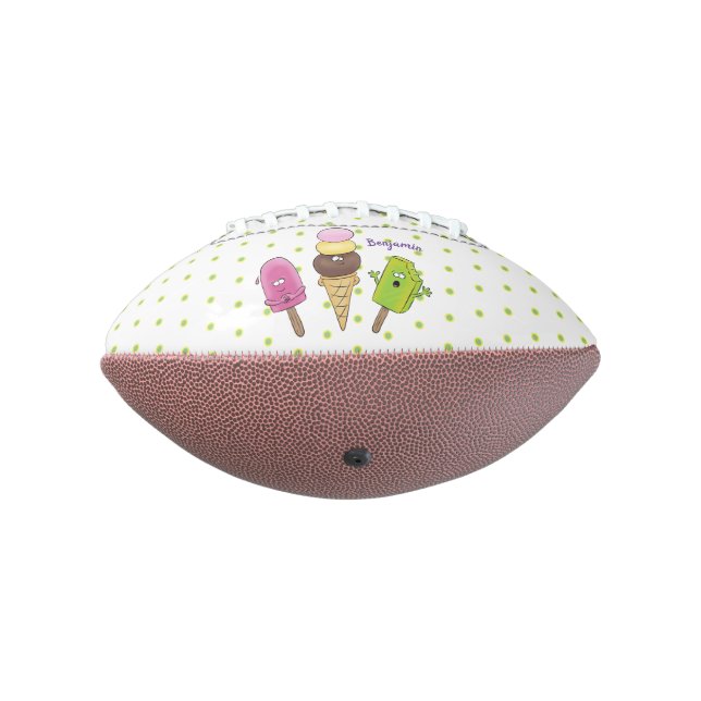 Cute funny ice cream popsicle cartoon trio football (Rotated 270)