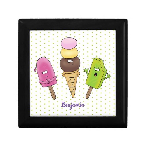 Cute funny ice cream popsicle cartoon trio gift box