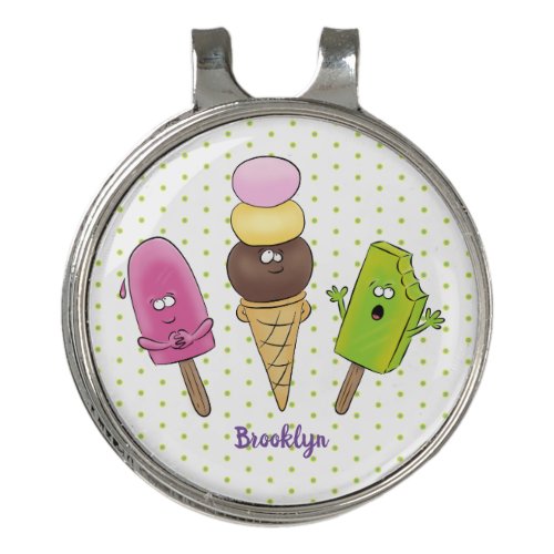 Cute funny ice cream popsicle cartoon trio golf hat clip