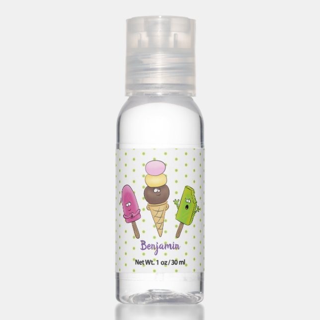 Cute funny ice cream popsicle cartoon trio hand sanitizer (Front)