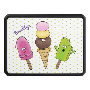 Cute funny ice cream popsicle cartoon trio hitch cover