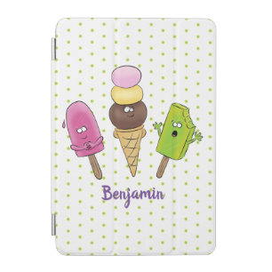 Cute funny ice cream popsicle cartoon trio iPad mini cover