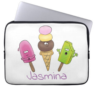 Cute funny ice cream popsicle cartoon trio laptop sleeve