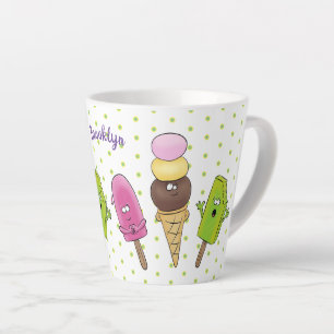 Cute funny ice cream popsicle cartoon trio latte mug