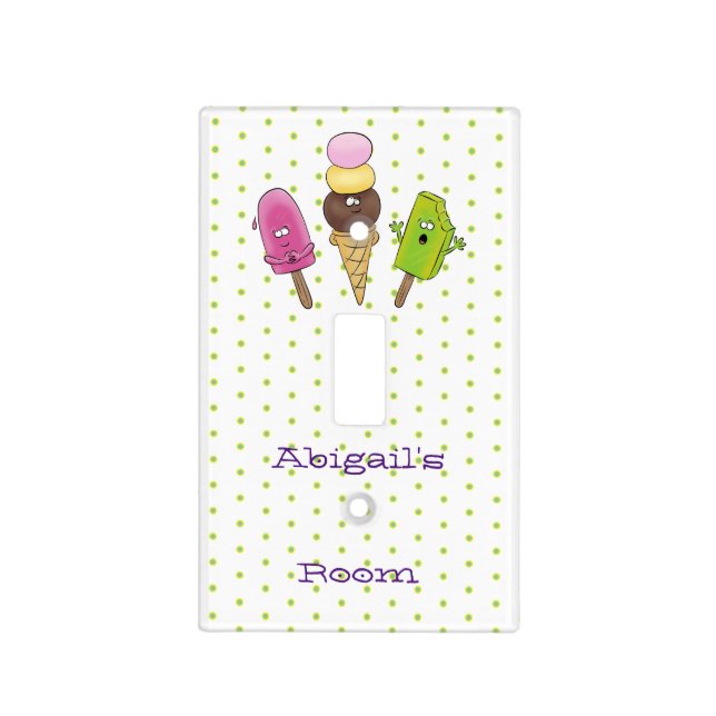 Cute funny ice cream popsicle cartoon trio light switch cover (Front)