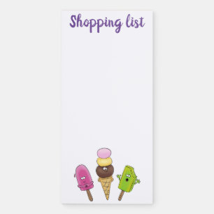 Cute funny ice cream popsicle cartoon trio magnetic notepad