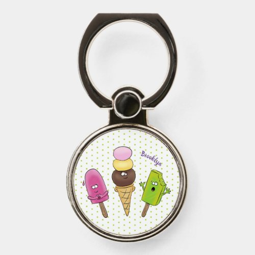 Cute funny ice cream popsicle cartoon trio phone ring stand