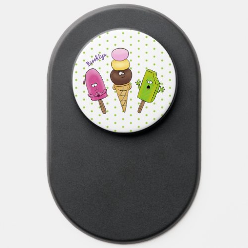 Cute funny ice cream popsicle cartoon trio PopSocket