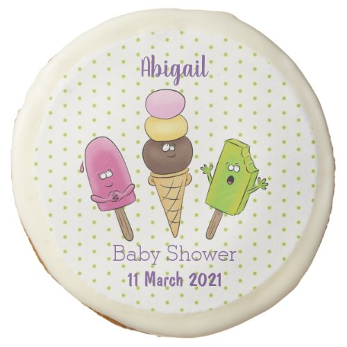 Cute funny ice cream popsicle cartoon trio sugar cookie