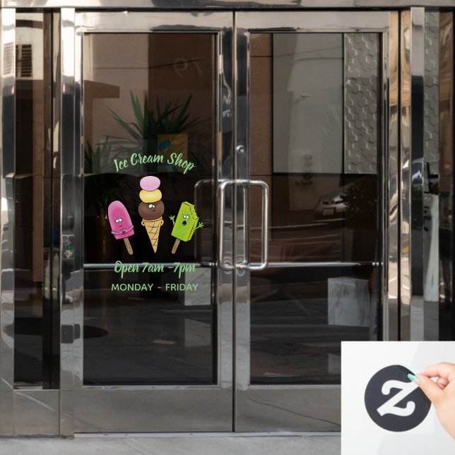 Cute funny ice cream popsicle cartoon trio window cling (Office Door)