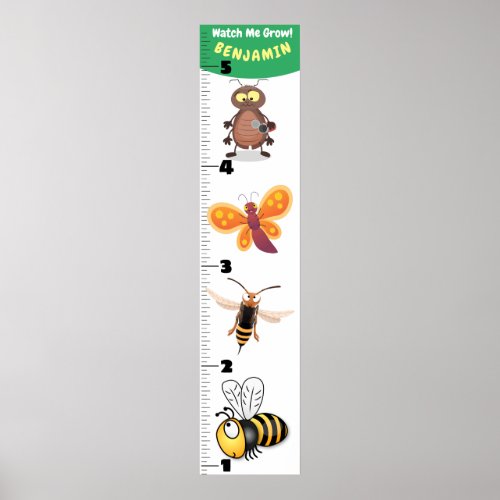 Cute funny insects cartoon growth chart