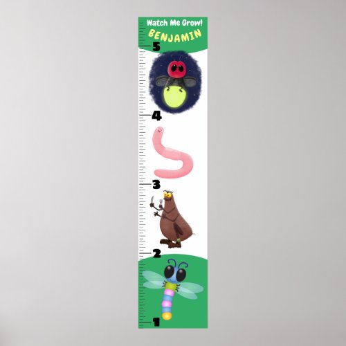 Cute funny insects cartoon growth chart