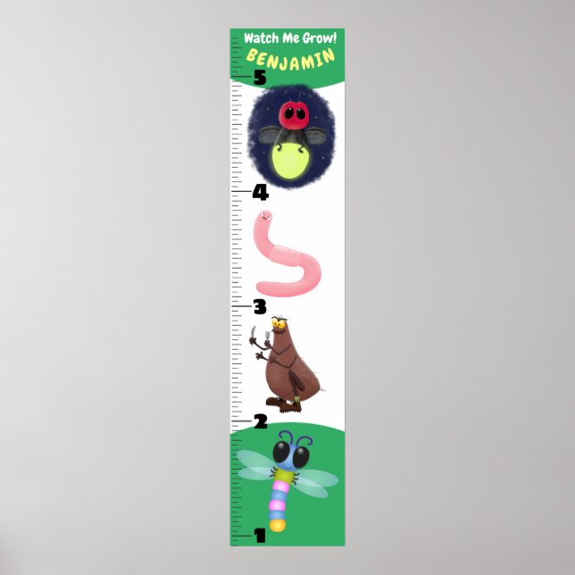 Cute funny insects cartoon growth chart (Front)