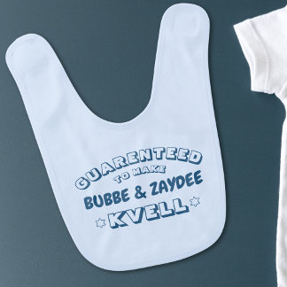 Cute Funny Jewish Bubbe & Zaydee (or other name) Baby Bib
