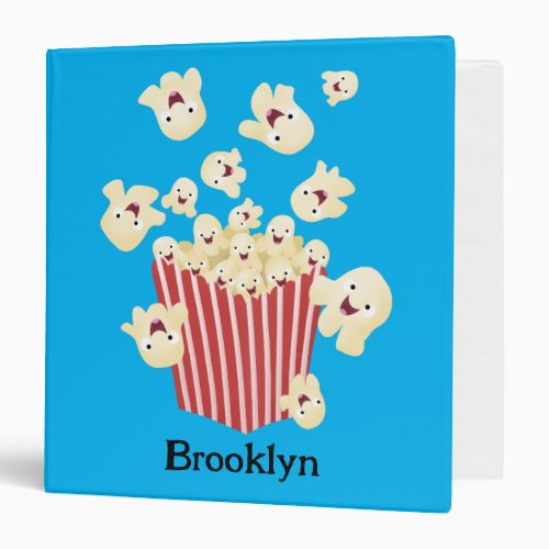 Cute funny jumping popcorn cartoon 3 ring binder