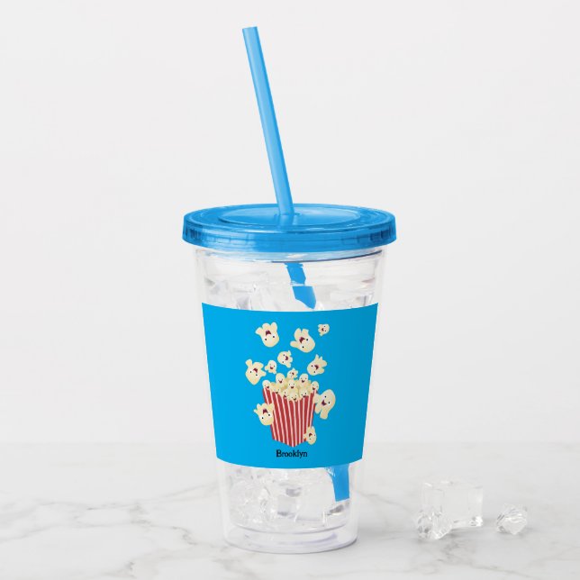 Cute funny jumping popcorn cartoon acrylic tumbler (Front Ice)