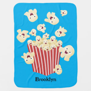 Cute funny jumping popcorn cartoon baby blanket