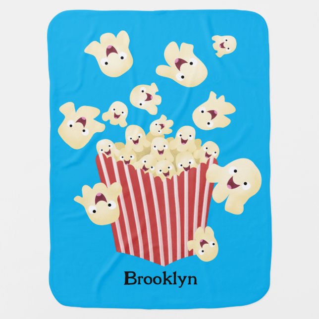 Cute funny jumping popcorn cartoon baby blanket (Front)