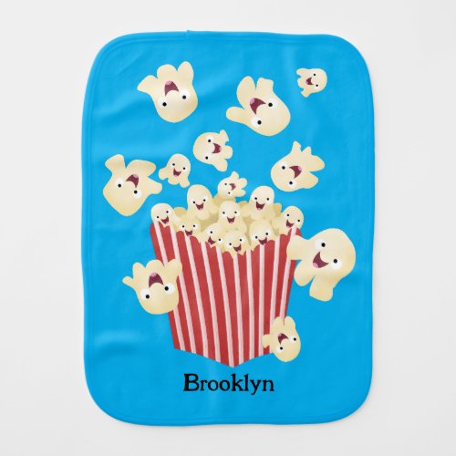 Cute funny jumping popcorn cartoon baby burp cloth