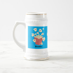 Cute funny jumping popcorn cartoon beer stein