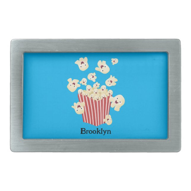Cute funny jumping popcorn cartoon belt buckle (Front)