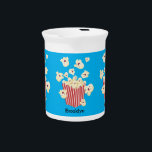 Cute funny jumping popcorn cartoon beverage pitcher<br><div class="desc">It's showtime! Join the fun with these cute funny popcorn cartoon characters.
For kids and kids at heart!</div>