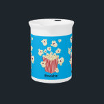 Cute funny jumping popcorn cartoon beverage pitcher<br><div class="desc">It's showtime! Join the fun with these cute funny popcorn cartoon characters.
For kids and kids at heart!</div>