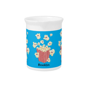 Cute funny jumping popcorn cartoon beverage pitcher